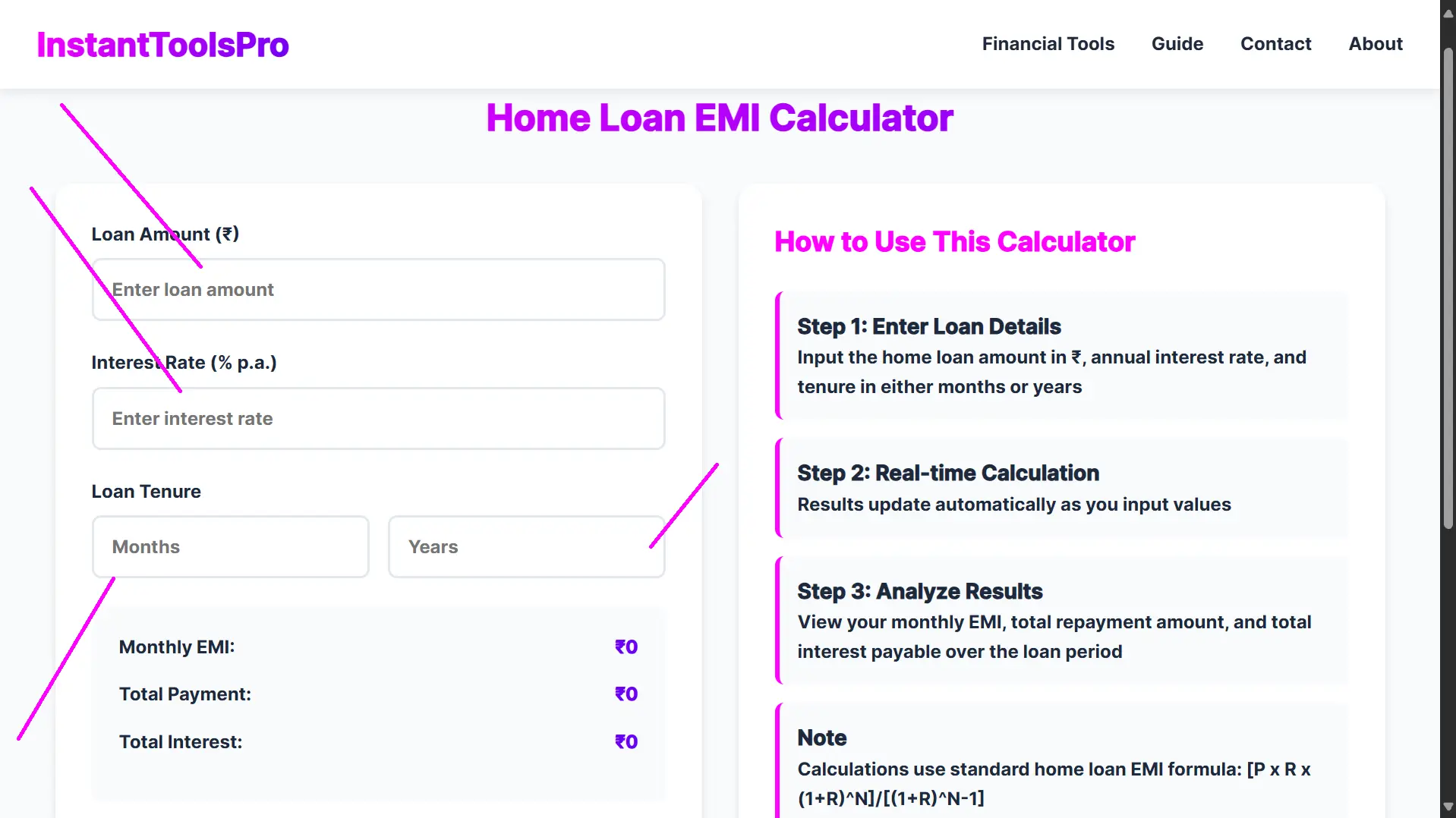 EMI calculation chart