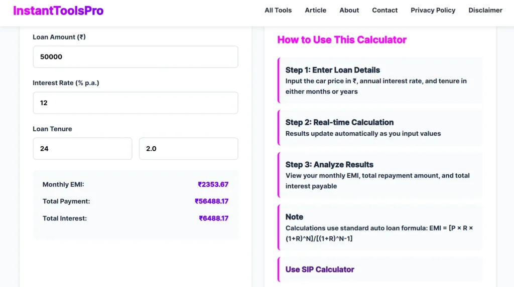 Free Online Bike Loan EMI Calculator India (2025 Edition)