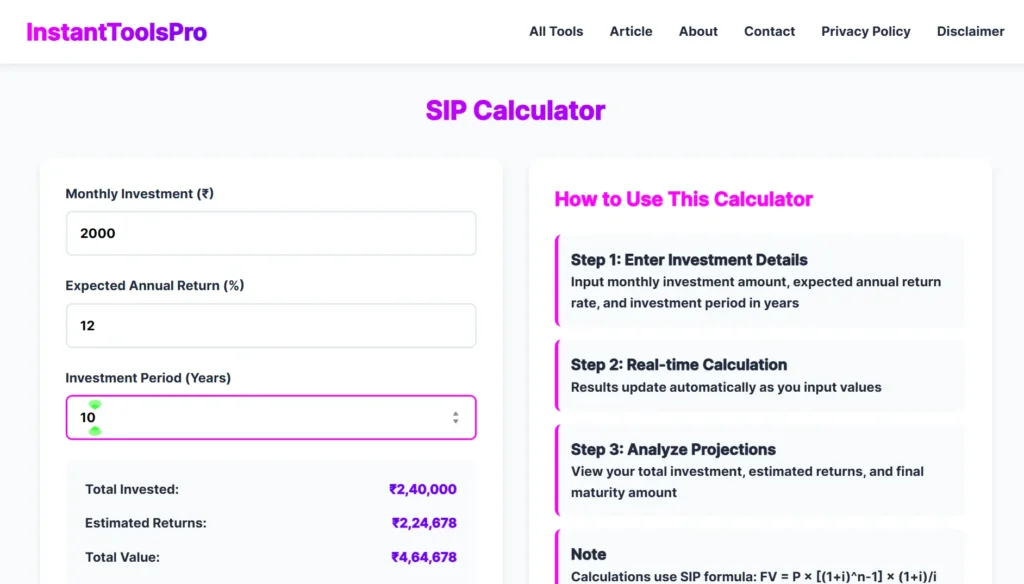 SIP Calculator: How to Plan Your Monthly Investments in 2 Minutes